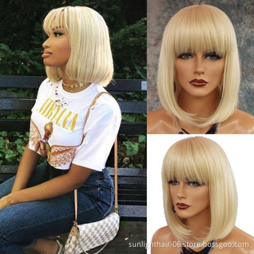 202nouveaux produits Perruques courtes Beau Bob perruque vrai cheveux humain pleine Machine couleur Bob perruques